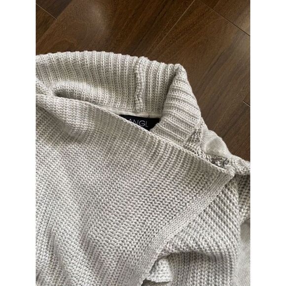 ANGL S light grey collared sweater jacket cardigan with pockets - Picture 2 of 6